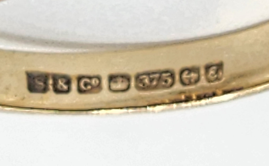 Vintage: 9ct Yellow Gold Five Amethyst Graduated Dress Ring — From 1979