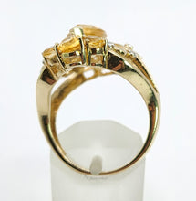 Load image into Gallery viewer, 0404: Vintage: Statement 9ct Gold Marquise Cut Yellow Citrine 14 Diamonds Openwork Ring
