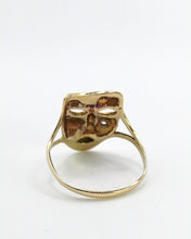 Load image into Gallery viewer, 1336: Vintage: 9ct Gold &quot;Theatrical Mask&quot; Ring- a fun conversation piece.
