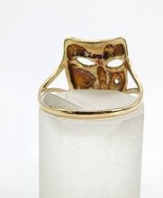 Load image into Gallery viewer, 1336: Vintage: 9ct Gold &quot;Theatrical Mask&quot; Ring- a fun conversation piece.
