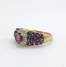 Load image into Gallery viewer, 1600: Vintage; 9ct Gold Vibrant Rubellites Diamonds Cocktail Ring- a striking beauty
