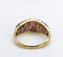 Load image into Gallery viewer, 1600: Vintage; 9ct Gold Vibrant Rubellites Diamonds Cocktail Ring- a striking beauty
