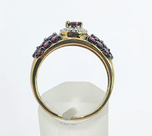 Load image into Gallery viewer, 1600: Vintage; 9ct Gold Vibrant Rubellites Diamonds Cocktail Ring- a striking beauty
