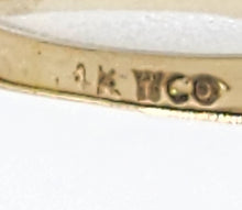 Load image into Gallery viewer, 1609: Vintage: 14ct Gold Emerald Diamonds Ring- petite, sparkling and cute
