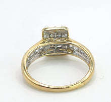Load image into Gallery viewer, 1612: Vintage: 9ct Yellow Gold Champagne &amp; White Diamonds Geometric Set Ring- 28 natural, sparkling diamonds
