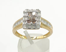 Load image into Gallery viewer, 1612: Vintage: 9ct Yellow Gold Champagne &amp; White Diamonds Geometric Set Ring- 28 natural, sparkling diamonds
