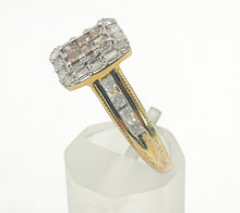 Load image into Gallery viewer, 1612: Vintage: 9ct Yellow Gold Champagne &amp; White Diamonds Geometric Set Ring- 28 natural, sparkling diamonds
