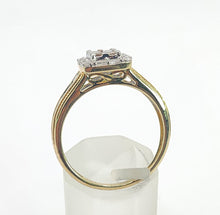Load image into Gallery viewer, 1612: Vintage: 9ct Yellow Gold Champagne &amp; White Diamonds Geometric Set Ring- 28 natural, sparkling diamonds

