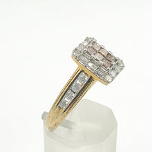Load image into Gallery viewer, 1612: Vintage: 9ct Yellow Gold Champagne &amp; White Diamonds Geometric Set Ring- 28 natural, sparkling diamonds
