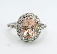 Cargar imagen en el visor de la galería, 1733: Vintage: 14ct Gold Pink Morganite 70 Diamonds Cocktail Ring- simply gorgeous
