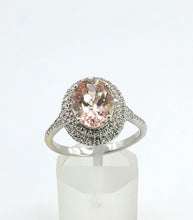 Cargar imagen en el visor de la galería, 1733: Vintage: 14ct Gold Pink Morganite 70 Diamonds Cocktail Ring- simply gorgeous
