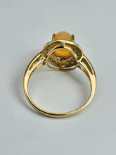 Load image into Gallery viewer, 1743: Vintage: 9ct Gold Fire Opal White Sapphires Cluster Ring- fantastic colours
