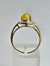 Load image into Gallery viewer, 1743: Vintage: 9ct Gold Fire Opal White Sapphires Cluster Ring- fantastic colours
