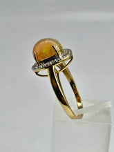 Load image into Gallery viewer, 1743: Vintage: 9ct Gold Fire Opal White Sapphires Cluster Ring- fantastic colours
