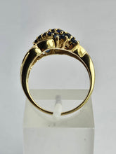 Cargar imagen en el visor de la galería, 1746: Vintage: 9ct Gold 39 Blue Sapphires Statement Cocktail Ring- total eye catcher
