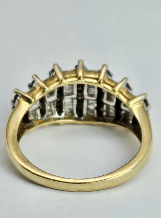1503 Vintage: 9ct Yellow Gold Champagne & White Diamond Ring