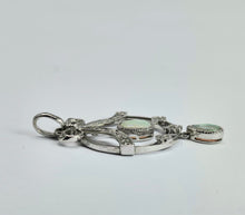 Load image into Gallery viewer, 1740: Vintage: 9ct Gold White Opals Diamonds Pendulum Pendant- crisp, colourful, eye-candy
