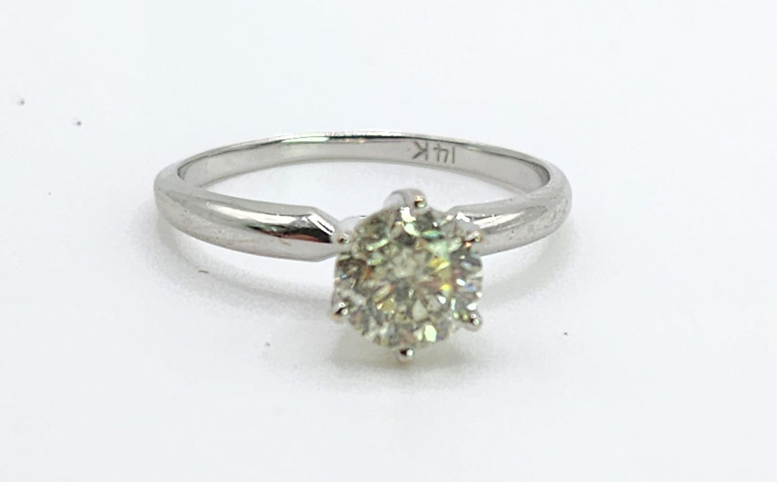 6516 Vintage: 14ct White Gold 0.95ct Diamond Solitaire Ring