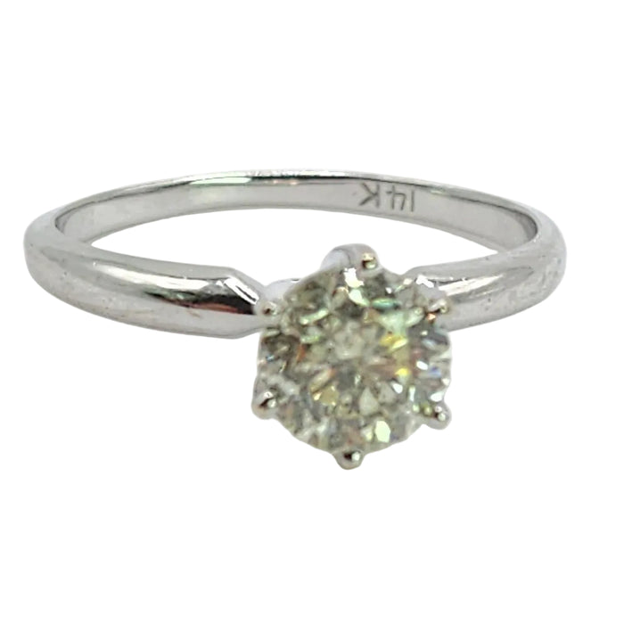 6516 Vintage: 14ct White Gold 0.95ct Diamond Solitaire Ring