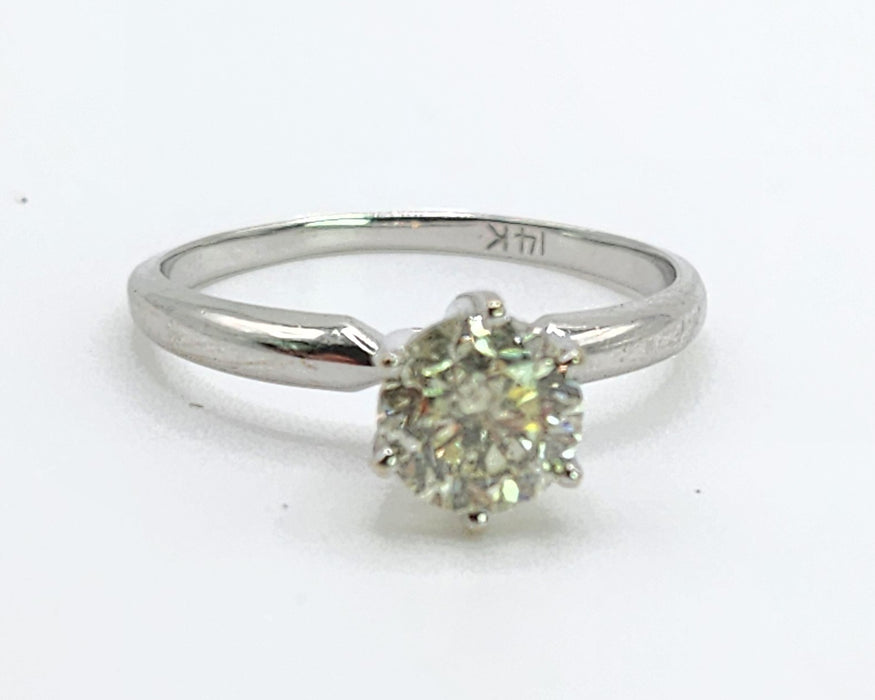 6516 Vintage: 14ct White Gold 0.95ct Diamond Solitaire Ring