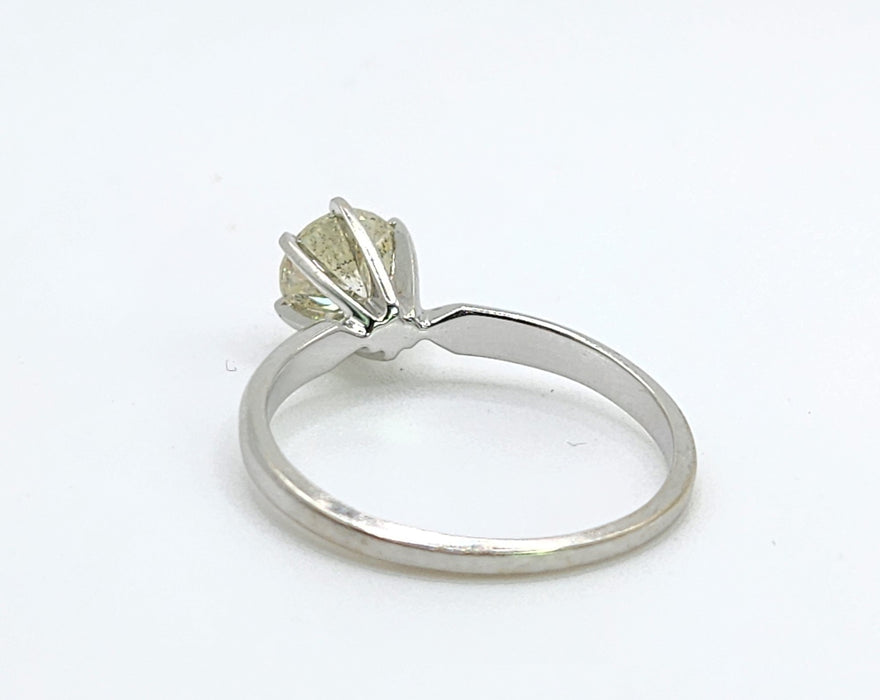 6516 Vintage: 14ct White Gold 0.95ct Diamond Solitaire Ring
