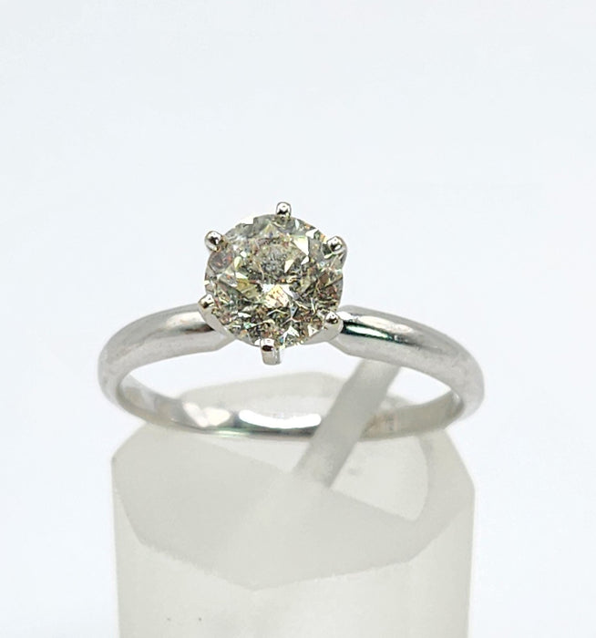 6516 Vintage: 14ct White Gold 0.95ct Diamond Solitaire Ring