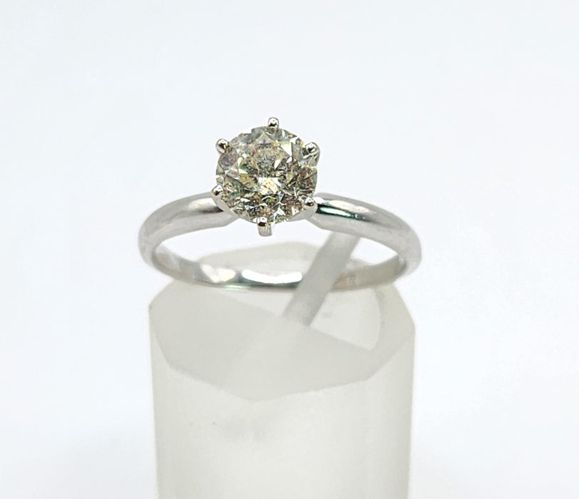6516 Vintage: 14ct White Gold 0.95ct Diamond Solitaire Ring