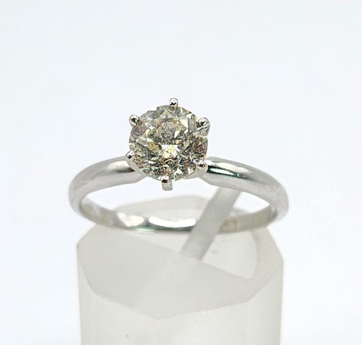 6516 Vintage: 14ct White Gold 0.95ct Diamond Solitaire Ring