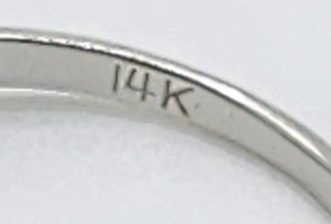 1702: Vintage: 14ct White Gold Brilliant Cut Diamond Solitaire; sparkling natural diamond