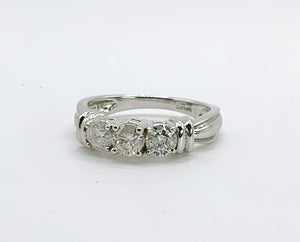 1704:   Modern: 14ct White Gold Brilliant & Round Full Cut Diamonds Trilogy- 0.81ct of natural, sparkling diamonds