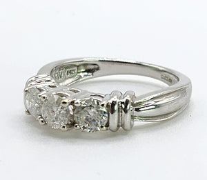 1704:   Modern: 14ct White Gold Brilliant & Round Full Cut Diamonds Trilogy- 0.81ct of natural, sparkling diamonds