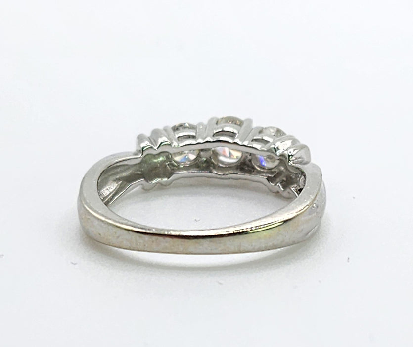 6518 Vintage: 14ct White Gold Diamond Three-Stone Stepped Ring — From Sheffield