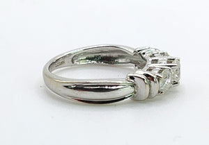 1704:   Modern: 14ct White Gold Brilliant & Round Full Cut Diamonds Trilogy- 0.81ct of natural, sparkling diamonds