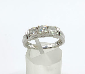 1704:   Modern: 14ct White Gold Brilliant & Round Full Cut Diamonds Trilogy- 0.81ct of natural, sparkling diamonds