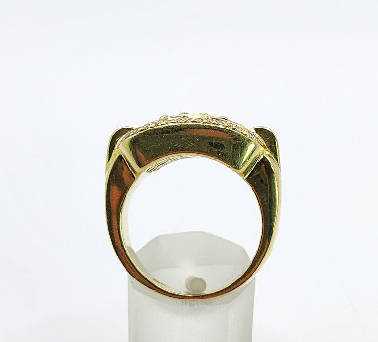 Vintage: 18ct Yellow Gold Blue Sapphire & Diamond Statement Ring
