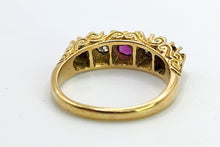 Load image into Gallery viewer, 1713: Vintage: 18ct Gold Rubies Diamonds Ring- From London 1978
