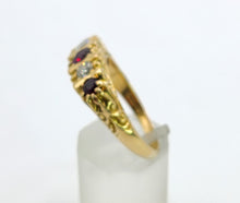 Load image into Gallery viewer, 1713: Vintage: 18ct Gold Rubies Diamonds Ring- From London 1978
