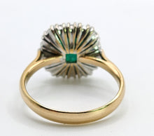 Load image into Gallery viewer, 1722: Vintage: 18ct Gold Emerald &amp; Diamonds Square Set Cocktail Ring- exceptional
