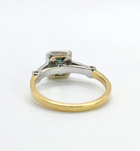 1723: Vintage: 18ct Gold Emerald 32 Diamonds Dress Ring- elegant eye candy