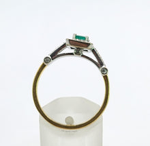 Load image into Gallery viewer, 1723: Vintage: 18ct Gold Emerald 32 Diamonds Dress Ring- elegant eye candy
