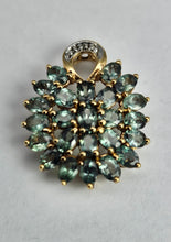Load image into Gallery viewer, 1481: Vintage: 9ct Gold Mint Green Topaz Diamonds Pendant- lovely combination
