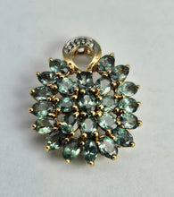 Load image into Gallery viewer, 1481: Vintage: 9ct Gold Mint Green Topaz Diamonds Pendant- lovely combination
