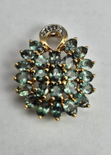 Load image into Gallery viewer, 1481: Vintage: 9ct Gold Mint Green Topaz Diamonds Pendant- lovely combination

