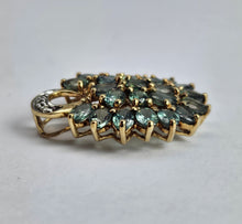 Load image into Gallery viewer, 1481: Vintage: 9ct Gold Mint Green Topaz Diamonds Pendant- lovely combination

