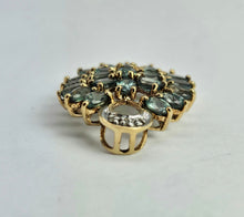 Load image into Gallery viewer, 1481: Vintage: 9ct Gold Mint Green Topaz Diamonds Pendant- lovely combination
