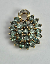 Load image into Gallery viewer, 1481: Vintage: 9ct Gold Mint Green Topaz Diamonds Pendant- lovely combination
