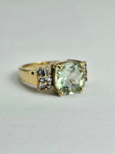 Load image into Gallery viewer, 1522: Vintage: 9ct Gold Large Cushion Cut Mint Green Amethyst Tanzanites Cocktail Ring- exceptional
