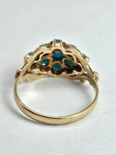 Cargar imagen en el visor de la galería, 1523: Vintage: 9ct Gold 9 Turquoise Cluster Ring- From Edinburgh 1975
