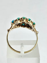 Cargar imagen en el visor de la galería, 1523: Vintage: 9ct Gold 9 Turquoise Cluster Ring- From Edinburgh 1975
