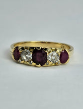 Load image into Gallery viewer, 1602: Vintage &amp; Old 18ct Gold Rubies Diamonds Ring
